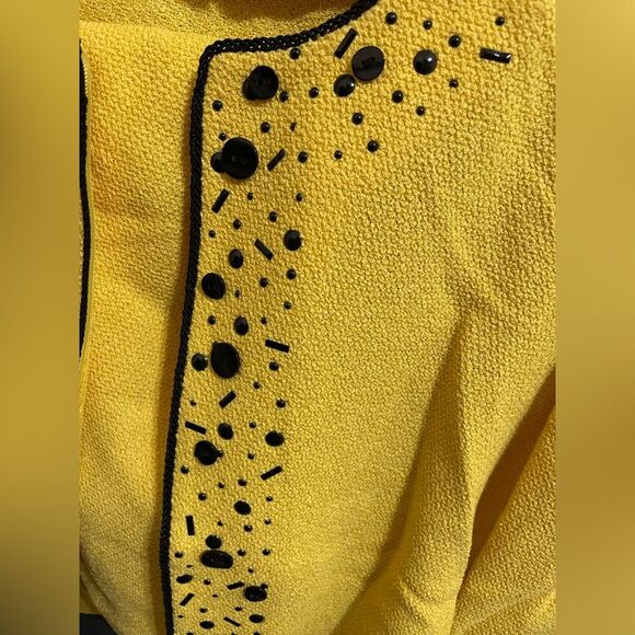 St. John Collection Yellow Embellished Blazer and skirt - Picture 3 of 6